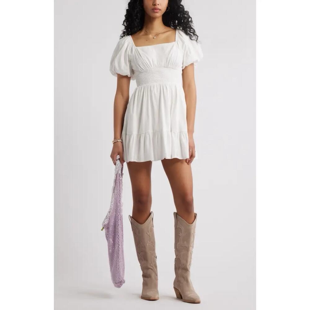 BP. Juniors Tiered Puff Sleeve Dress.